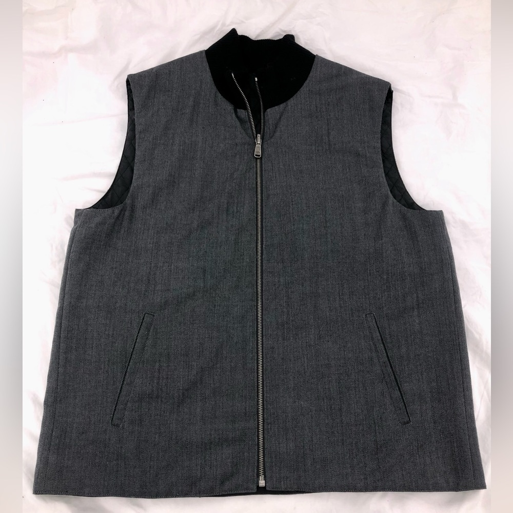 Jaeger Grey Wool Zip Front Vest sz L